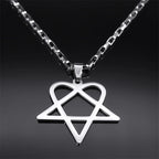 Hip Hop Rock Music Him Heartagram Star Heart Necklace for Women Men Stainless Steel Y2k Black Metal Band Goth Punk Chain Jewelry