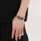 Retro Vikings Bear Norse Wolf Bracelets Men Punk Stainless Steel Mesh Chain Snake Eagle Animal Biker Wristband