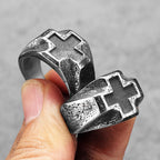 Vintage Black Cross Amulet Ring for Men — Stainless Steel