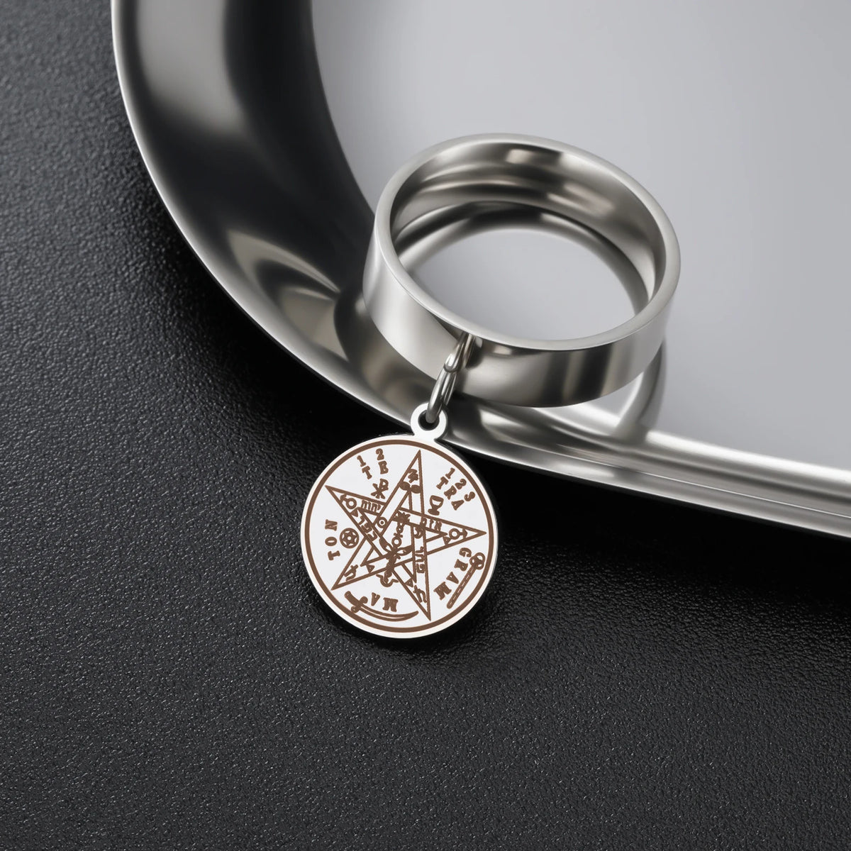Tetragrammaton Solomon 21 Pentagram Ring Stainless Steel Vintage Kabbalah Witchcraft Wiccan Gift For Men Women