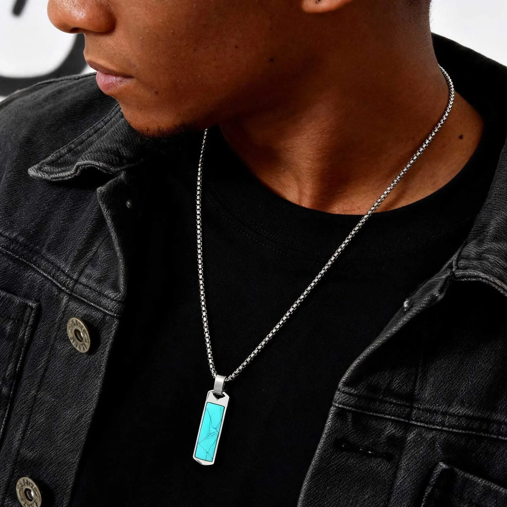 Natural Stone Healing Pendant — Stainless