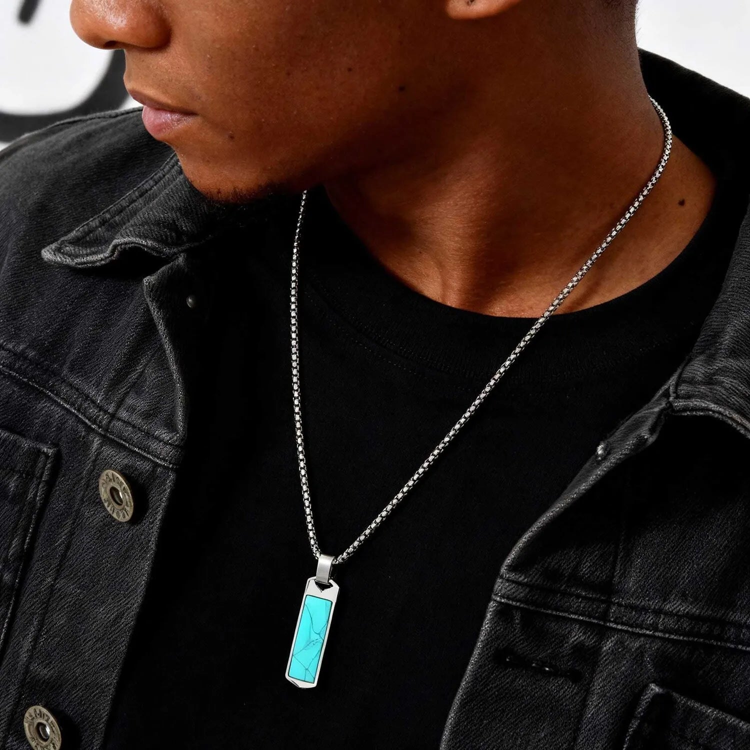 Natural Stone Healing Pendant — Stainless