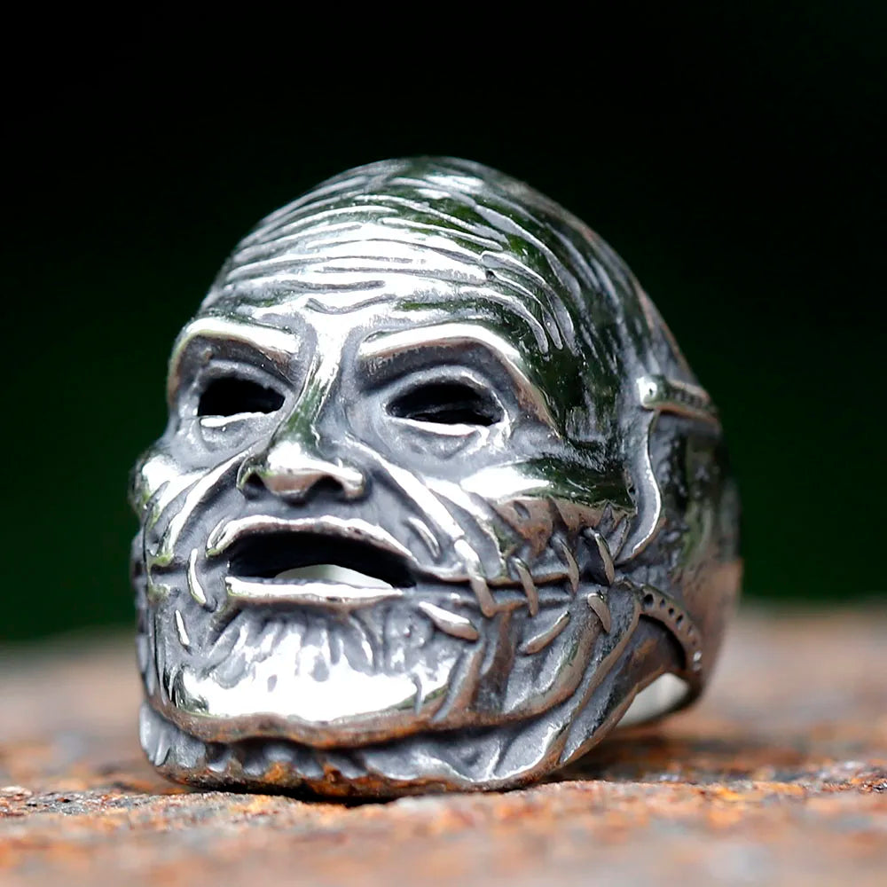 Flowers Skull Mask Ring — Stainless Steel