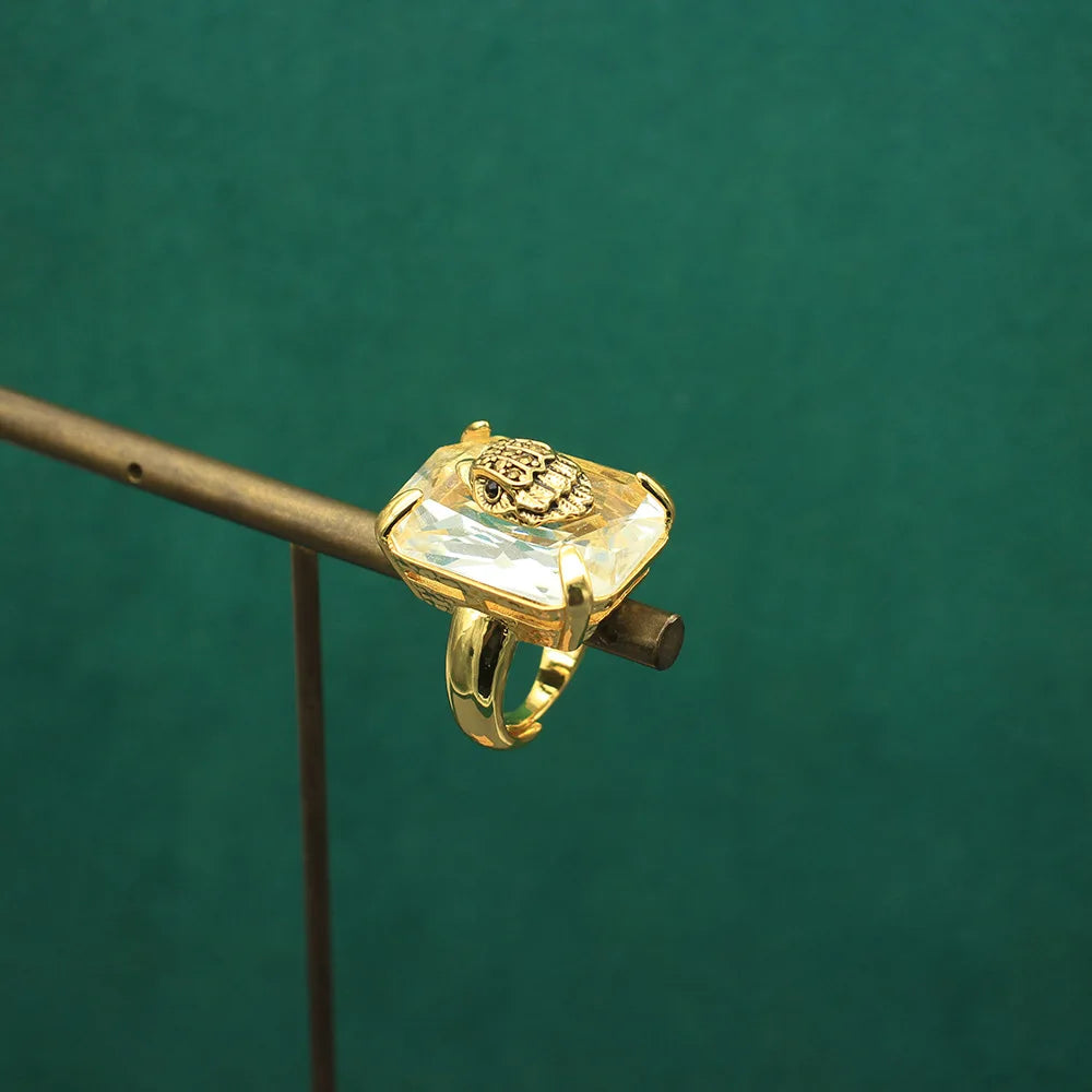Ring Niche Styleclassy Ring Transparent Zircon Ring Copper Plated Real Gold Animal