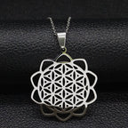 Yin Yang Flower of Life Stainless Steel Necklace for Women Men Silver Color Necklaces & Pendants Jewelry bisuteria N428-QKCS02
