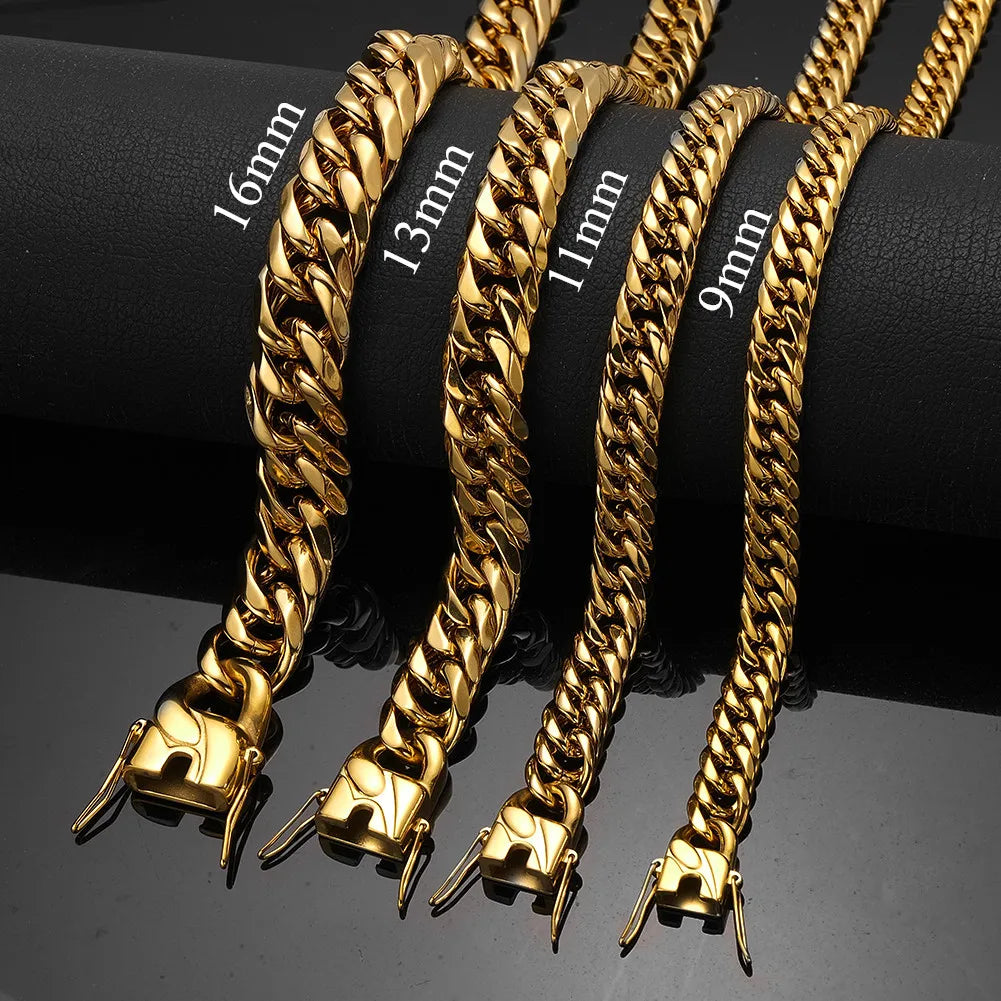 Gold Cuban Chain Bracelet 9-16mm — Gold