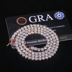 925 Silver VVS Moissanite Tennis Necklace Rose Gold