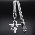 Cross Horus Eye Steel Pendant Ancient Ankh Egypt
