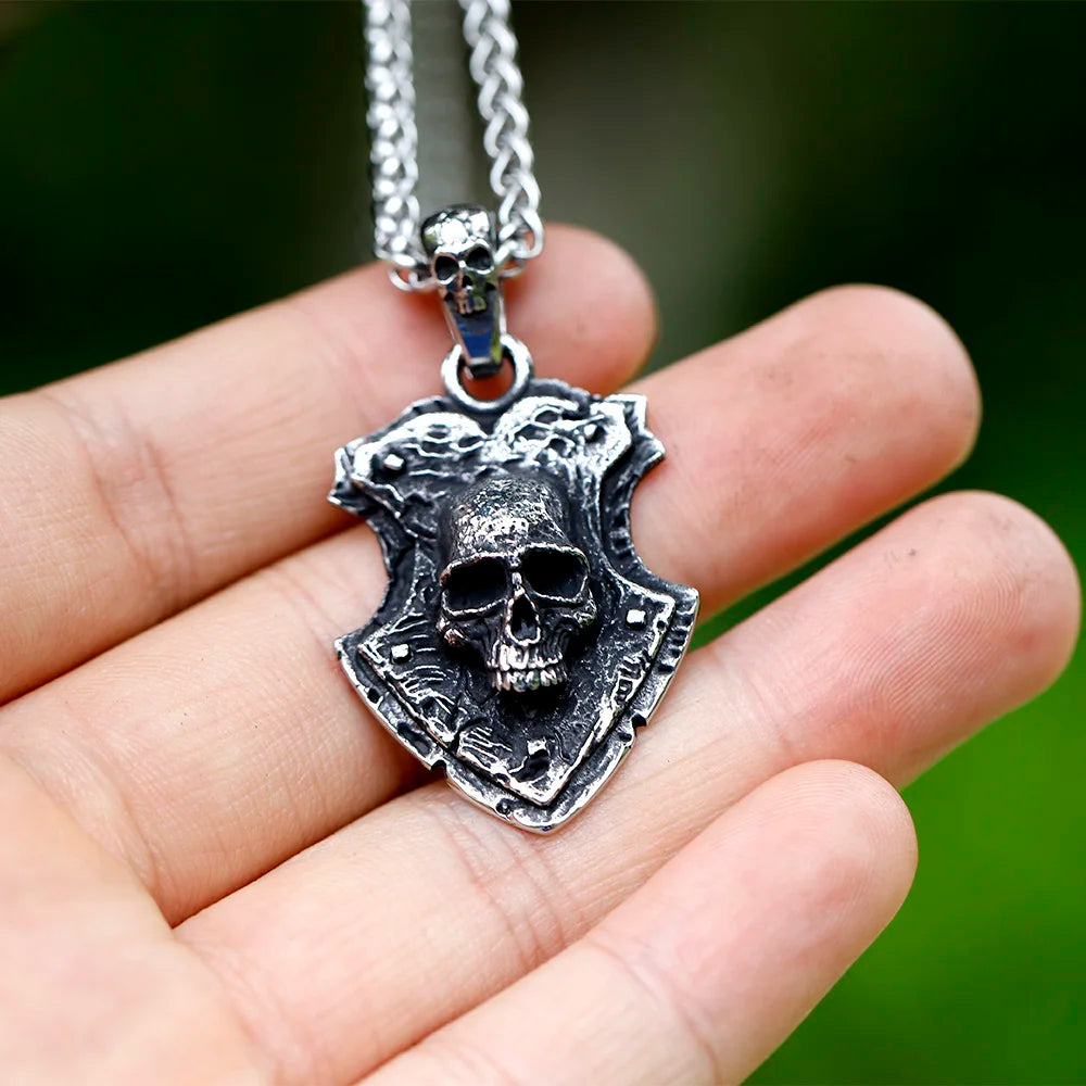 Vintage Skull Stainless Steel Pendant Necklace