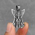 Viking Odin Face Pendant Nordic Odin Rune Charm Creative Stainless Steel Pendant Necklace Locomotive Men's Jewelry Gift