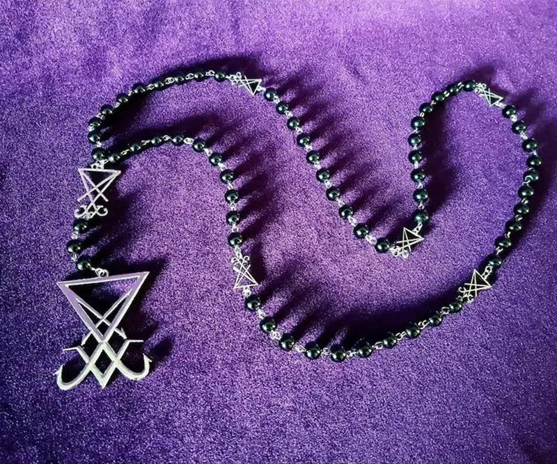 New Sigil Lucifer Rosary Luciferian Necklace occult goth gothic Necklaces left hand path rosary satanic