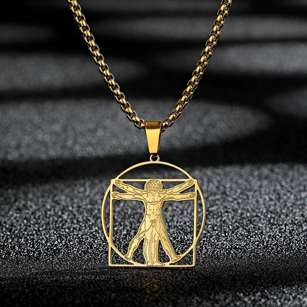 Vitruvian Man Art Pendant Necklace