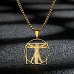 Vitruvian Man Art Pendant Necklace