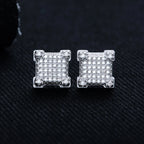 Iced Out Square Stud Earrings — 925 Silver