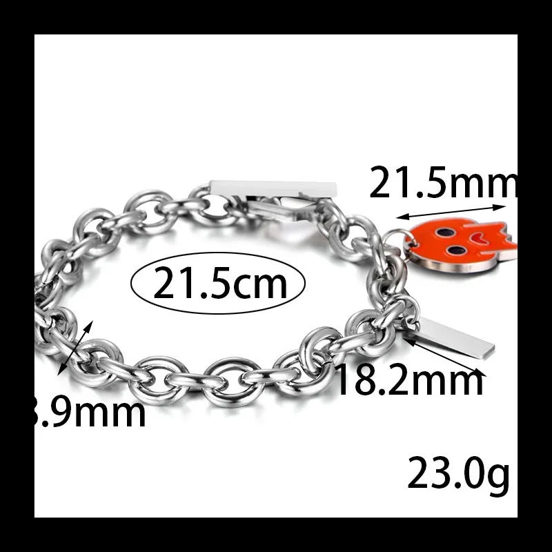 Skull Pendant Chain Bracelet — Stainless