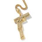 THE BLING KING Iced Out Full Zirconia Large Size Pistol Gun Pendant Necklace Punk Hip Hop Mens Rapper Shiny Party