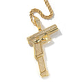 THE BLING KING Iced Out Full Zirconia Large Size Pistol Gun Pendant Necklace Punk Hip Hop Mens Rapper Shiny Party Jewelry Gift