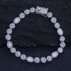 Tennis Chain Necklace Stainless Steel Opal Diamond