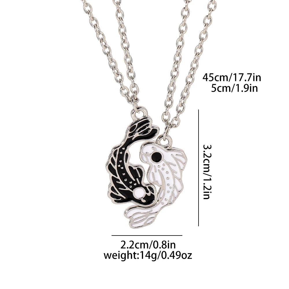Goldfish Yin Yang Tai Ji Necklace — Black-Tone