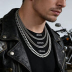 HNSP Stainless Steel Waterproof Cuban Link Chain Necklace For Men Jewelry Thick Heavy Chain 8/10/12/14MM Punk Rock Accessories