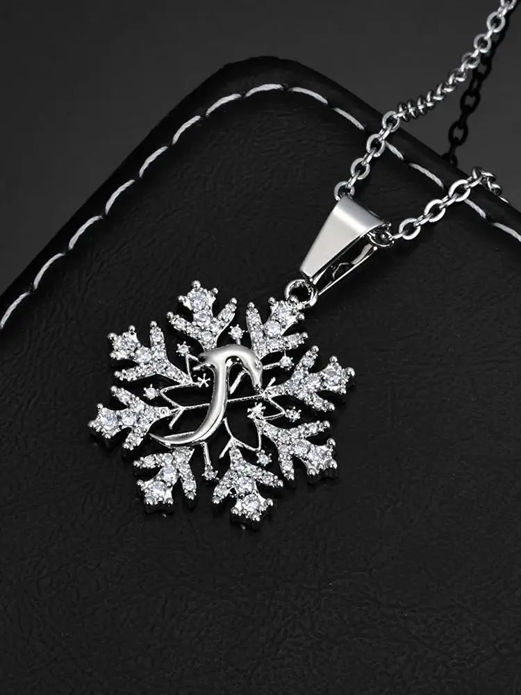 Gold Snowflake Pendant Necklace Statement