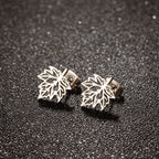 Hollow Maple Leaf Stud Earrings Classic Simple — Stainless Steel