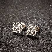 Hollow Maple Leaf Stud Earrings Classic Simple — Stainless Steel