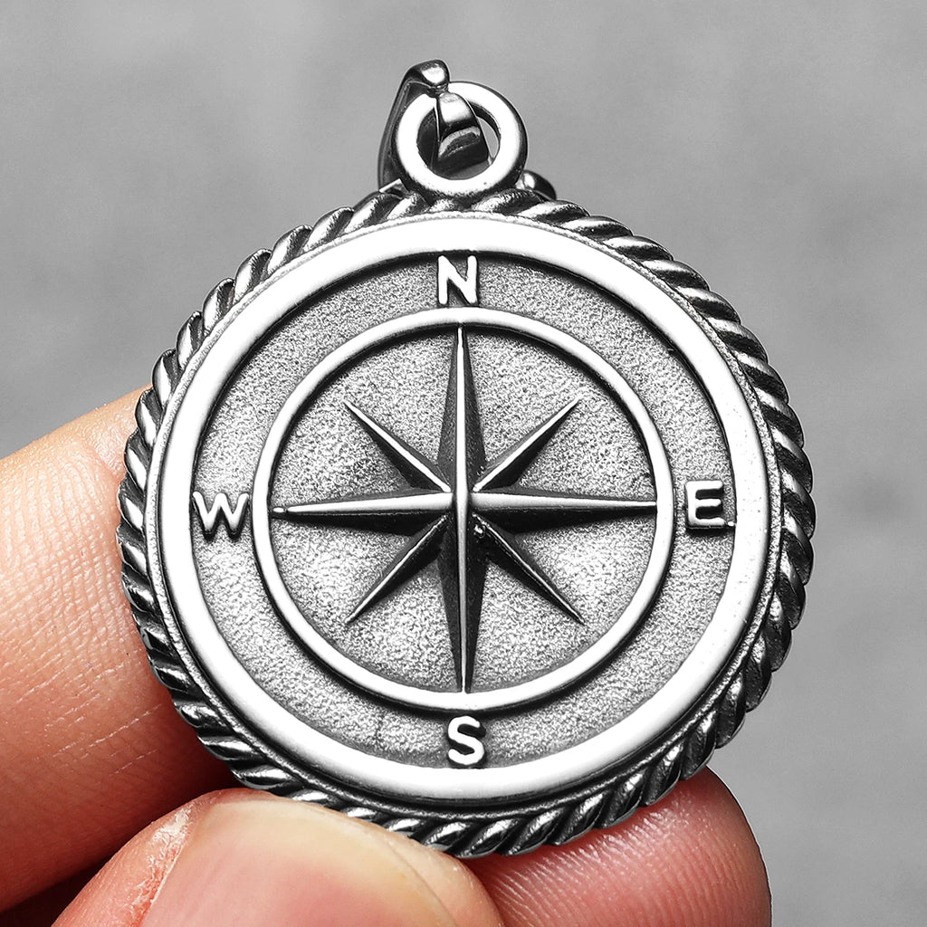 Compass Stainless Steel Pendant Necklace