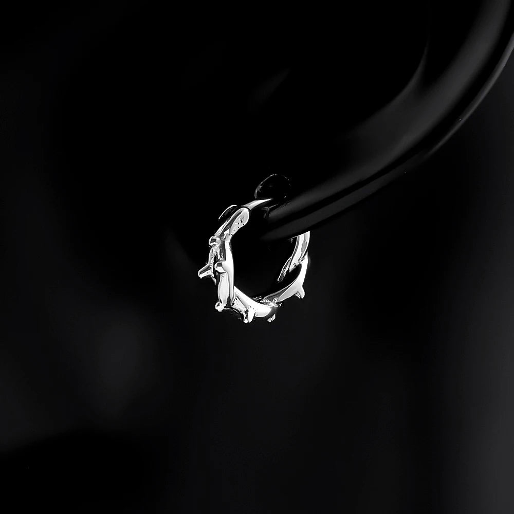 Gothic Punk Barbed Wire Spike Hoop Earrings Stainless Steel Huggie Hoops Street Ear Jewelry Emo Alt Teens Men Piercing