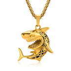 Vnox Stylish Shark Men Boys Necklaces,Rock Punk Animal Pendant Collar Jewelry with Stainless Steel Box Chain