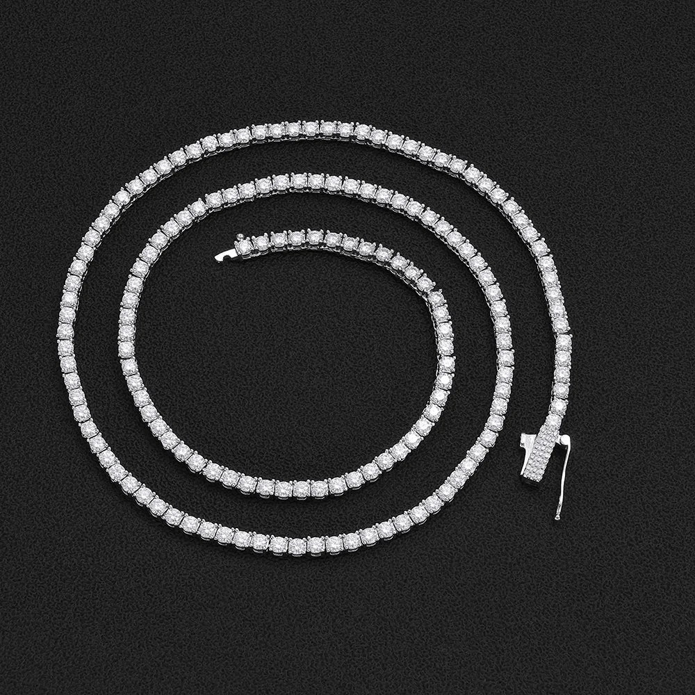 Iced Out CZ Tennis Chain Necklace, 4mm — Copper Alloy