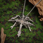Retro Gothic Jesus Wings Cross Pendant Necklace Jewelry for Men Women Large Vintage Dark Punk Religious Amulet