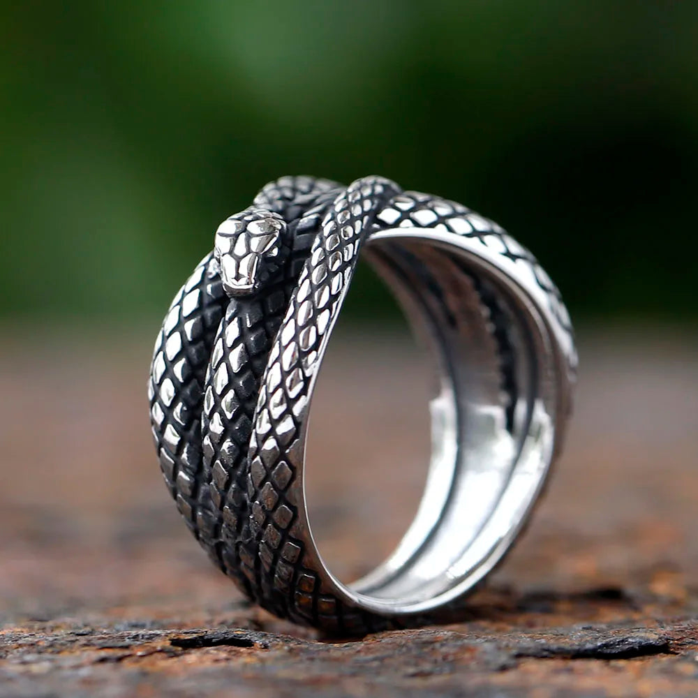 2024 New Good Detail Men's Punk Rock FASHION Ring With 3D Snake Gothic Style 316L Stainless Steel Biker Anel Movie