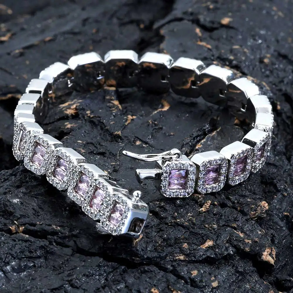 Gold Baguette Tennis Bracelet 8MM Iced Out