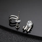 Double Claw Hook Stud Earrings with CZ Crystal for Men & Women