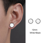 Trendy HipHop Titanium Steel Round Men's Stud Earrings Hippie Stainless Steel Black Drip Earings for Men Couple