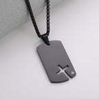 Catholic Jesus Cross Stainless Steel Pendant Necklace for Men Women Vintage Christian Prayer Jewelry