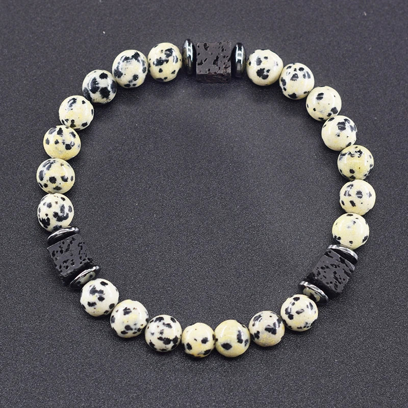 Retro Black Block Volcanic Bracelets Men Women Frosted Onyx Lava Beads Jewelry Yoga Meditation Birthday Gift Wholesales