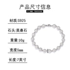 Silver and Moissanite Beads Link Chain Bracelets Women Men Hip Hop Bling Ice Out Rapper Jewelry