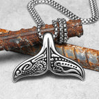 Retro Viking Whale Tail Men Necklace With Pendant Stainless Steel Jewelry For Male Women Punk Carving Accessories Gift Wholesale