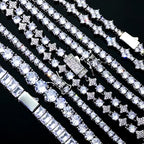 NUOYA Hip Hop Tennis Bracelet Iced Out AAAAA CZ Diamond Star Chain Bling White Gold Plated Jewelry luxury Gift Women Men