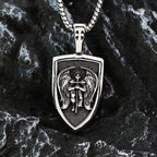 316L Steel Archangel Pendant - St Michael Necklace for Men, Catholic Amulet Jewelry, Vintage Baptism Gift Religious Accessories