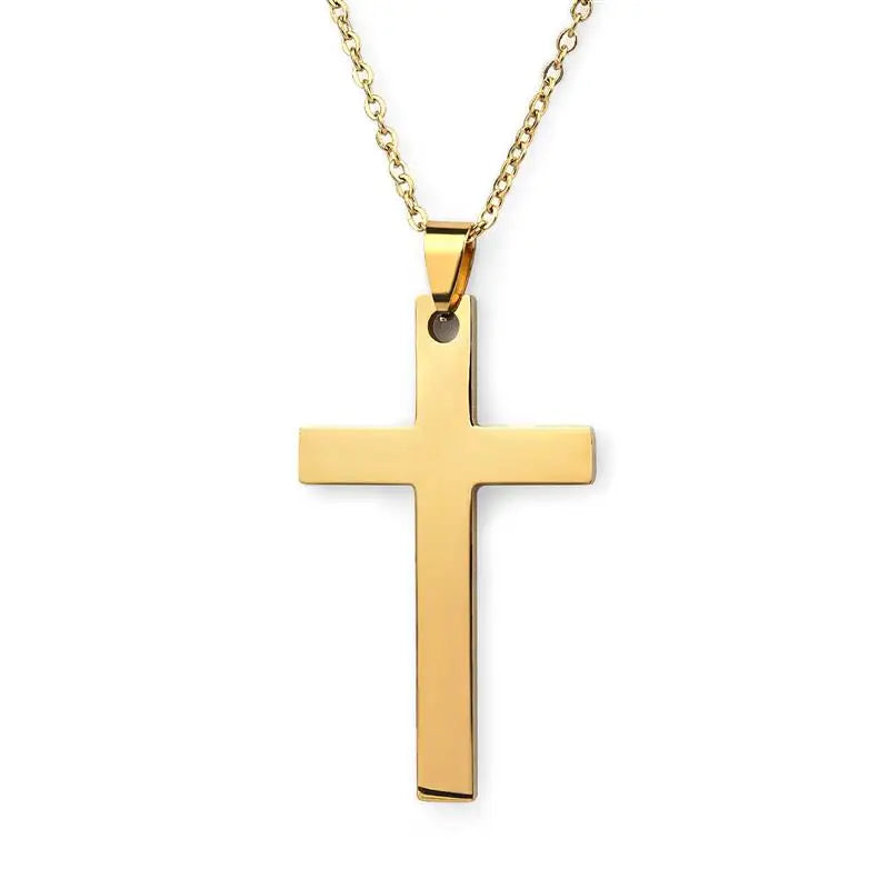 2022 Fashion Stainless Steel Necklace For Men Women Black Gold Color Silver Color Cross Pendant Chain Necklace Jewelry