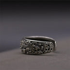 Retro Taotie Chinese Mythology Ring For Men Silver Color Punk Gothic Adjustable Ring Handmade Unisex Jewelry Accessories Gift