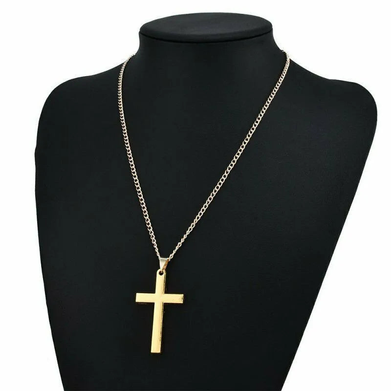 3-piece Set of Three-Colored Smooth Cross Cuban Chain Necklace in Minimalist Neutral Style, Suitable for Daily Commute