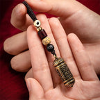 1Pcs Vintage Hollow Brass Buddha Bottle Sutra Cylinder Pendant Car Keychain Lucky Hangings Leather Bag Lanyard Key Ring