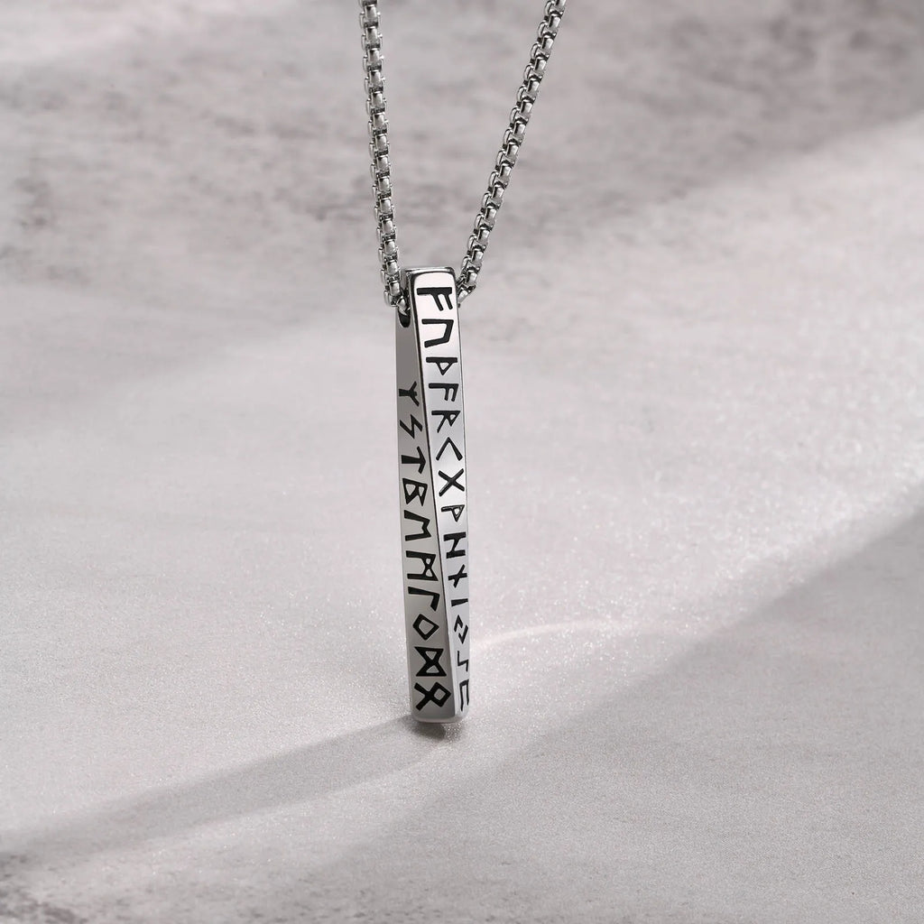 Viking Rune 3D Mobius Bar Pendant — Stainless Steel