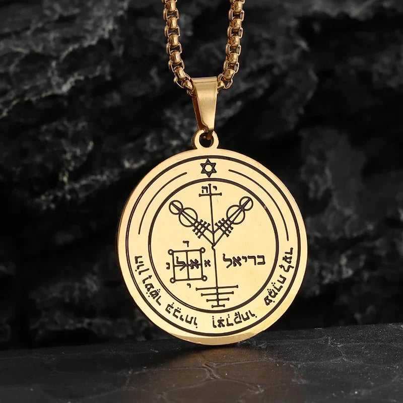 Stainless Steel Solomon Flower of Life Chakra Spirituality Necklace Archangel Sacred Geometry Metatron Pendant Jewelry Men Women