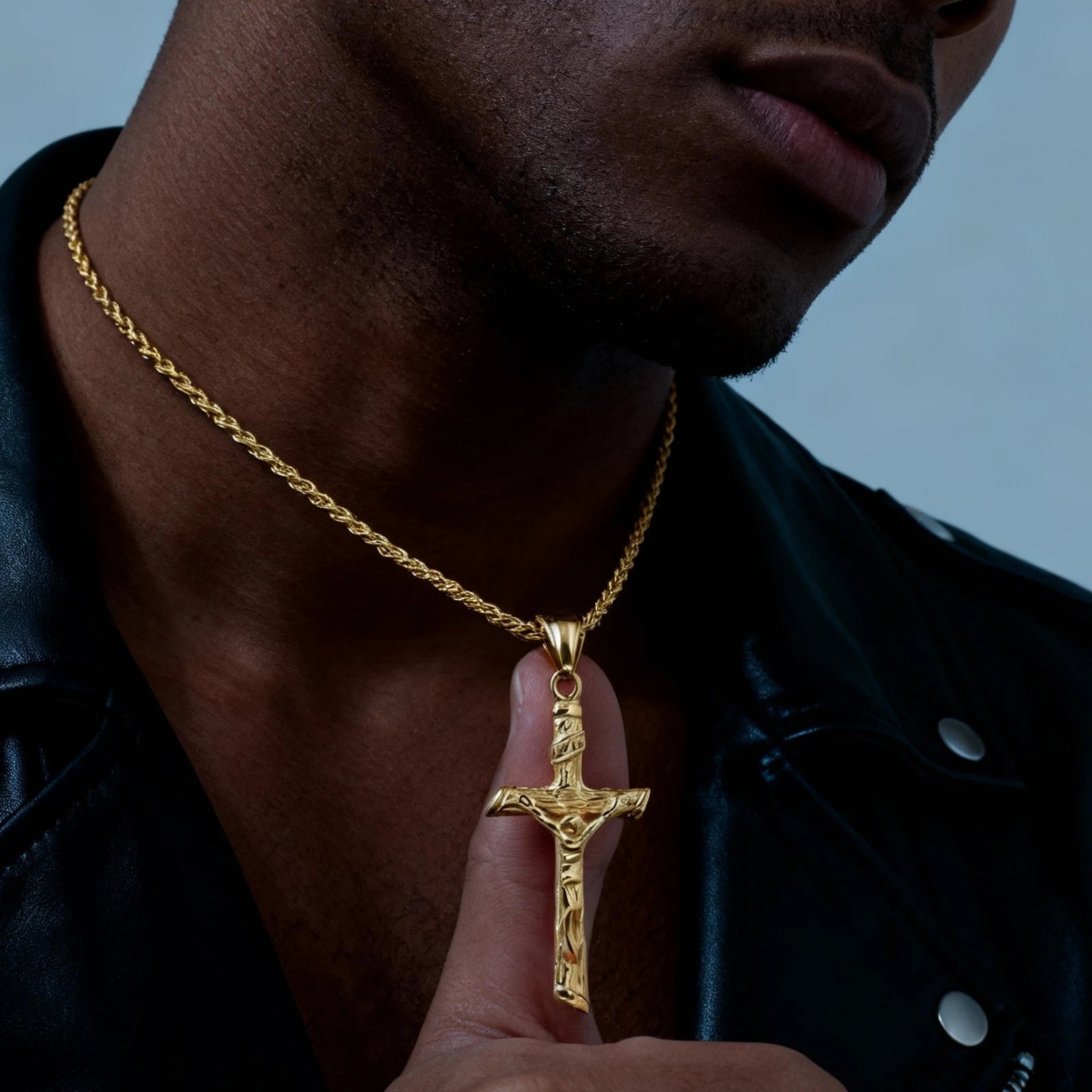 Stainless Steel Catholic Cross Necklace for Men,St. Benedict's Catholic Crucifix Pendant Necklace,Religion Gothic