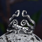 Dropshipping Christmas Charm Halloween Octopus Punk Stainless Steel Seaman Rings Men Anel Puck Jewelry Gift for Sailor